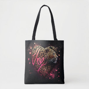 Luipaard Hart Liefde Graffiti Kunst Tote Bag