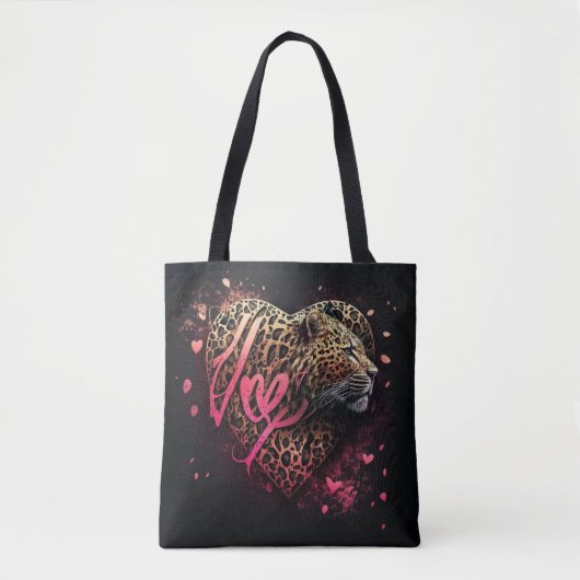 Luipaard Hart Liefde Graffiti Kunst Tote Bag (Voorkant)