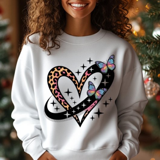Luipaard Hart Oneindigheid Vlinder T-Shirt