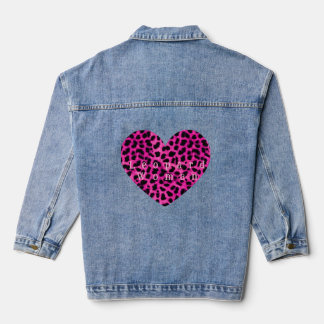 Luipaard hart print jas denim jacket