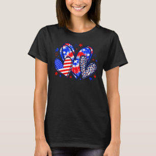 Luipaard Hart Rood Wit Blauwe Amerikaanse Vlag 4 j T-shirt