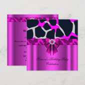 Luipaard Hot Pink Boog Diamanten Dierenprint Kaart (Voorkant / Achterkant)
