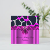 Luipaard Hot Pink Boog Diamanten Dierenprint Kaart (Staand voorkant)