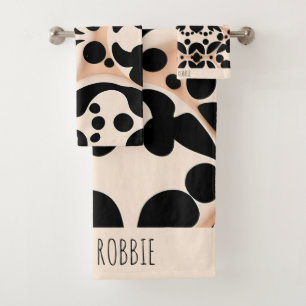 Luipaard huid Beige Bloemen Modern Mozaïek Patroon Bad Handdoek