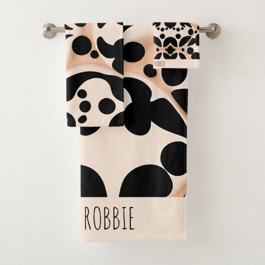 Luipaard huid Beige Bloemen Modern Mozaïek Patroon Bad Handdoek (Insitu)