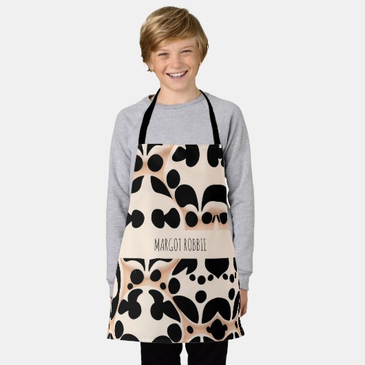 Luipaard huid Beige Bloemen Modern Mozaïek Patroon Schort (Gedragen)