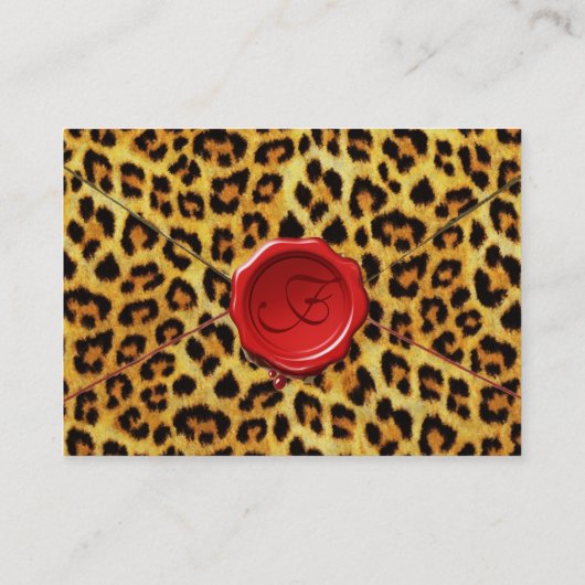 LUIPAARD HUID, RODE WAS SEAL PARCHMENT Monogram Visitekaartje (Achterkant)