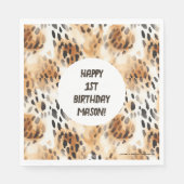 Luipaard Huidpatroon, Safari thema 1e verjaardag Servet (Voorkant)