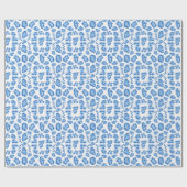 Luipaard Ikat in Blauwe Porselein Cadeaupapier (Vlak)