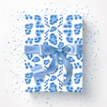 Luipaard Ikat in Blauwe Porselein