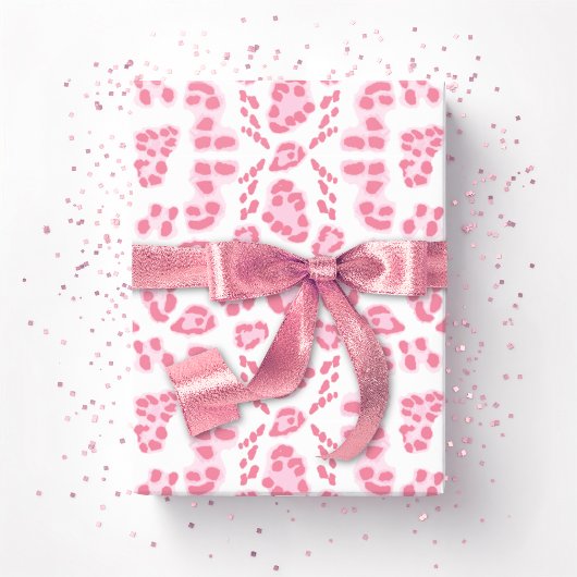 Luipaard Ikat in Roze Cadeaupapier