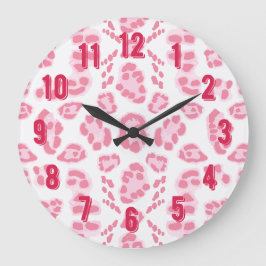 Luipaard Ikat in Roze Grote Klok