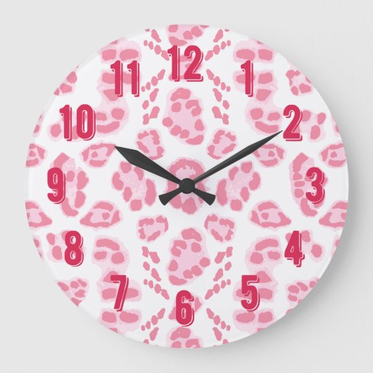 Luipaard Ikat in Roze Grote Klok (Voorkant)