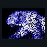 Luipaard in Blue Night Poster Pop Art Wilde Dieren<br><div class="desc">Gezicht op Prints van luipaarden Posters - Motivatie moed / Pop van vertrouwen - Blue Tones Tiger Head / Portrait Digital Animal Artwork - Tiger Eyes Pop Art Afbeelding - Head of Leopard Portrait - Wilde Big Cats Digital Afbeeldingen</div>
