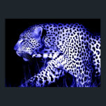 Luipaard in Blue Night Poster Pop Art Wilde Dieren<br><div class="desc">Gezicht op Prints van luipaarden Posters - Motivatie moed / Pop van vertrouwen - Blue Tones Tiger Head / Portrait Digital Animal Artwork - Tiger Eyes Pop Art Afbeelding - Head of Leopard Portrait - Wilde Big Cats Digital Afbeeldingen</div>