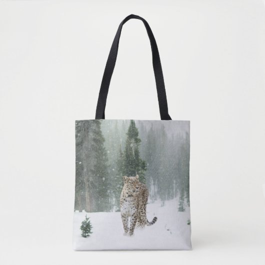 Luipaard in de sneeuw tote bag (Voorkant)