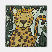 Luipaard in het Oerwoud Cute Big Cat Magneet (Voorkant)