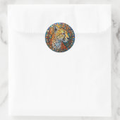 Luipaard in Levendige Kleuren Ronde Sticker (Tas)