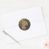 Luipaard in Levendige Kleuren Ronde Sticker (Envelop)