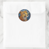Luipaard in Levendige Kleuren Ronde Sticker (Tas)