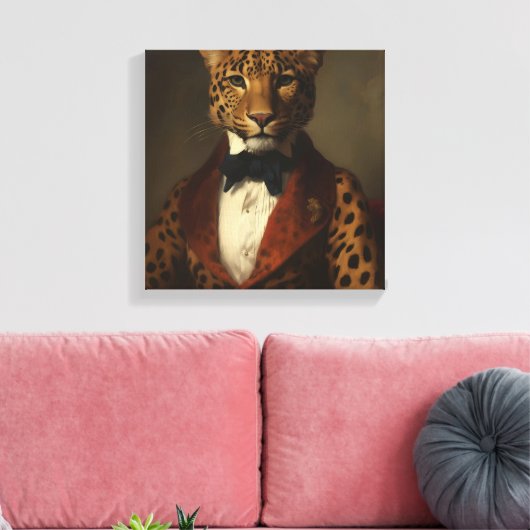 Luipaard in pak | Dierenkunst | Dier in een pak Canvas Afdruk (Insitu (Woonkamer))
