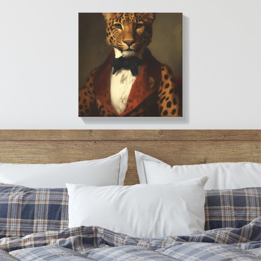 Luipaard in pak | Dierenkunst | Dier in een pak Canvas Afdruk (Insitu (Slaapkamer))