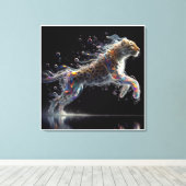luipaard in sprong canvas afdruk (Insitu (Houten vloer))