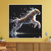 luipaard in sprong canvas afdruk (Insitu (Woonkamer))