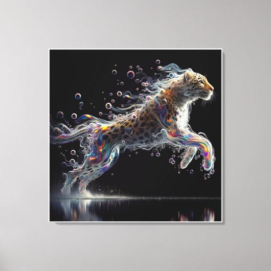 luipaard in sprong canvas afdruk (Voorkant)