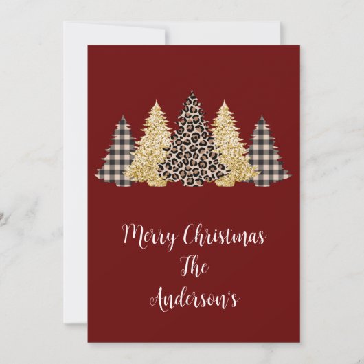 Luipaard Jachtluipaard Buffalo Plaid Kerstbomen Ka Aankondiging (Voorkant)