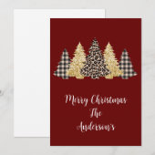 Luipaard Jachtluipaard Buffalo Plaid Kerstbomen Ka Aankondiging (Voorkant / Achterkant)