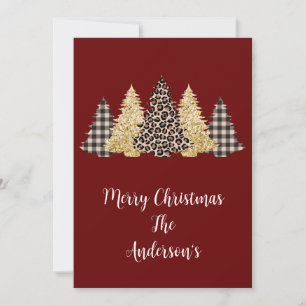 Luipaard Jachtluipaard Buffalo Plaid Kerstbomen Ka Aankondiging