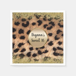 Luipaard Jachtluipaard Dierenprint Goud Glitters I Servet