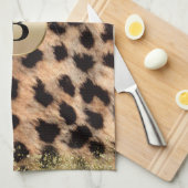 Luipaard Jachtluipaard Dierenprint Gouden Glitters Theedoek (Quarter Fold)