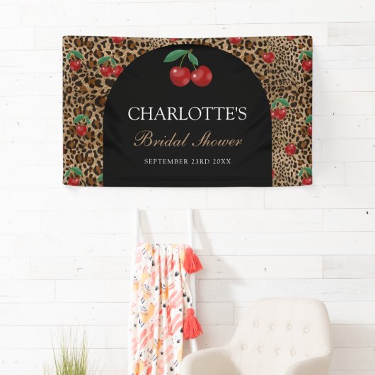 Luipaard Jachtluipaard Dierenprint Kers Bruiloft F Spandoek (Insitu)