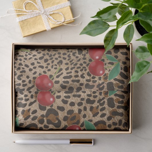 Luipaard Jachtluipaard Dierenprint Rode Kersen Pat Tissuepapier (Geschenk)