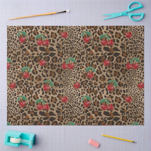 Luipaard Jachtluipaard Dierenprint Rode Kersen Pat Tissuepapier (Craft)