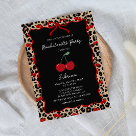 Luipaard Jachtluipaard Kers Bachelorette Uitnodigi Kaart