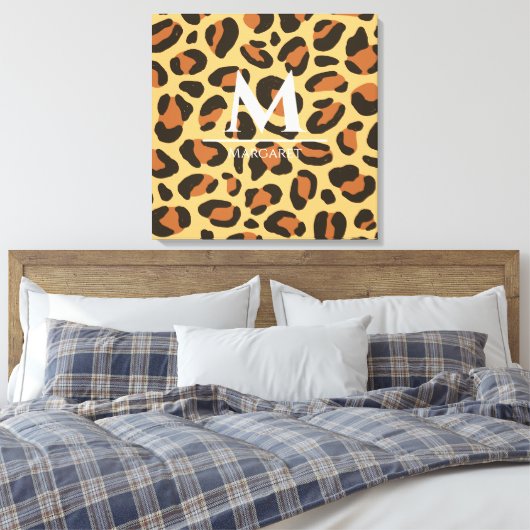 Luipaard Jachtluipaard Monogram Gestrekte Canvaspr Canvas Afdruk (Insitu (Slaapkamer))