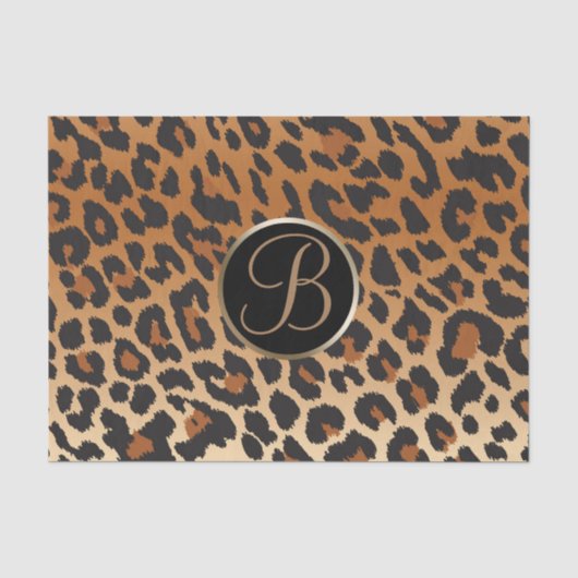 Luipaard Jachtluipaard Print Vlek Monogram Letter  Tissuepapier (Voorkant)
