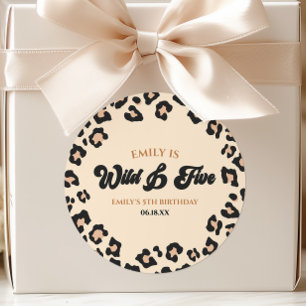 Luipaard Jachtluipaard Wild en Five 5e Verjaardags Ronde Sticker