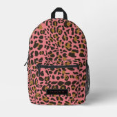 Luipaard Jaguar Dierenprint Roze Monogrammed Naam Bedrukte Rugzak (Voorkant)