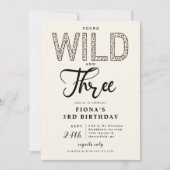 Luipaard Jong Wild Drie Verjaardagsuitnodiging Kaart (Voorkant)