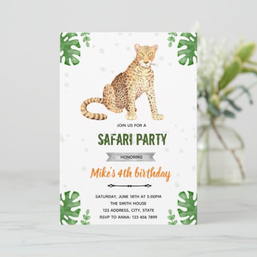 Luipaard jubileum uitnodiging (Staand voorkant)