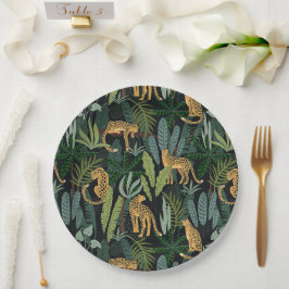 Luipaard Jungle Bos Illustratie Naadloos Aangepast Papieren Bordje