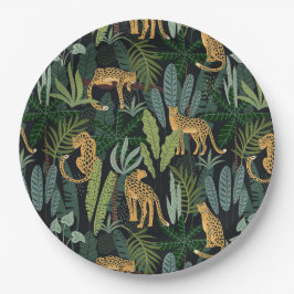 Luipaard Jungle Bos Illustratie Naadloos Aangepast Papieren Bordje