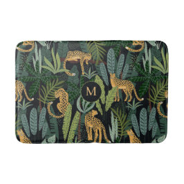 Luipaard Jungle Bos Illustratie Naadloos Patroon Badmat