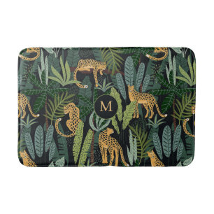 Luipaard Jungle Bos Illustratie Naadloos Patroon Badmat