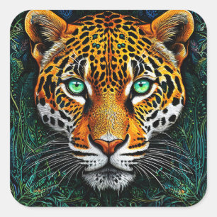 Luipaard jungle esthetische decor safari dier vierkante sticker
