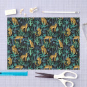Luipaard Junglepatroon Zwarte Achtergrond Tissuepapier (Craft)